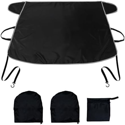 Windshield Cover for Ice and Snow No Scraping Car Accessories All Weather Waterproof Sunshade Winter Windshield Cover with Mirror Protection for Snow Ice Frost Sun Dust