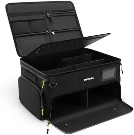 4-Layer Golf Trunk Organizer, Golfer Gifts for Men Women with Separate Ventilated Compartment for 2 Pairs Shoes, Waterproof Car Golf Locker Storage Bag for Golf Gear and Accessories,Black