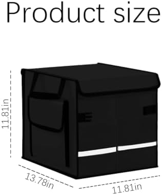 Car Trunk Organizer, Multi-Compartment Collapsible Vehicle Cargo Storage Organizer with Lid, Non Slip Waterproof Storage Box with Reinforced Handles, Universal Automotive Accessories (Black)