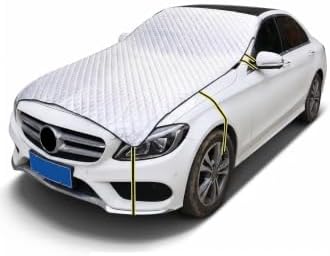 Half Car Cover, Windshield Cover for Ice & Snow, Snow Shield Car Covers, Aluminum Foil Heat Block Sunshade Hood Covers, Universal for Most Cars, SUVs, Trucks 79X59 Inch (Silver)