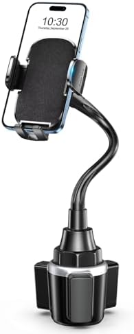 Car Phone Holder, Dual 360° Rotate Gooseneck Cup Holder Phone Mount for Car, Flexible Cell Phone Holder Car Compatible with iPhone 16 Pro Max/15/14/13/12/11, S25/S24/S23/S22, 4”-7” Phone