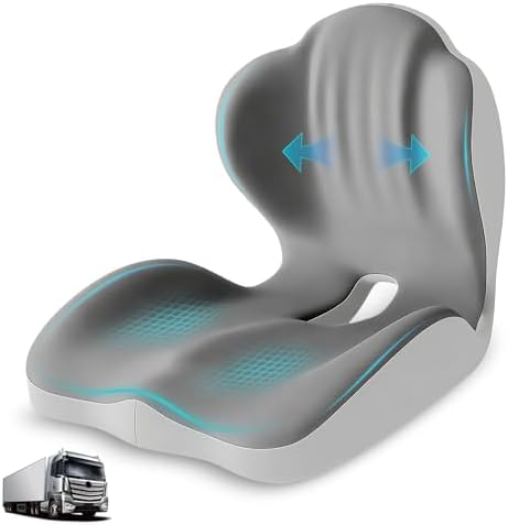 Seat Cushion with Lumbar Support Pillow for Truck Driver, Memory Foam Chair Cushion for Tailbone Pressure Relief & Long Driving, L-Shaped Ergonomic Non-Slip Seat Cushions for Car,Truck,Desk,Chairs