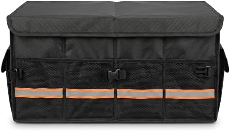 Premium Car Trunk Organizer, Heavy Duty Foldable SUV Storage Box with Non-Slip Bottom, Waterproof Oxford Cloth, Large Capacity Sturdy Cargo Organizer for Car, Truck
