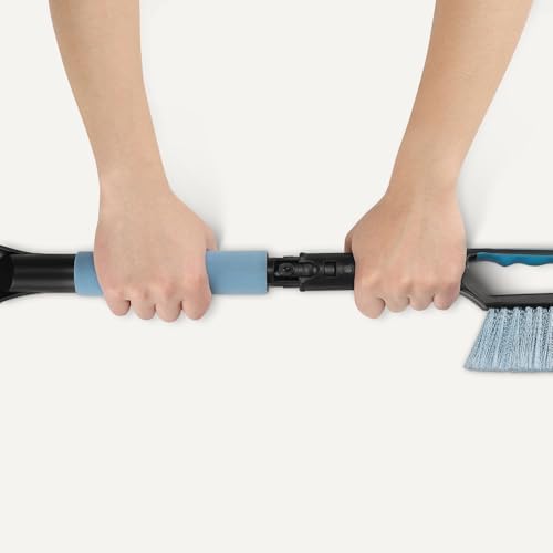 Amazon Basics 2-in-1 Car Snow Brush and Ice Scraper, 26.2 Inch, Ergonomic Foam Grip, Detachable Design, Black and Blue