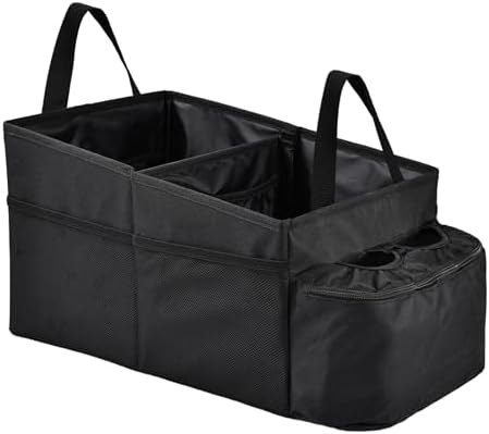 Car Seat Organizer Multi Pocket Backseat Organizer with Cup Holders, Collapsible Vehicle Storage Bag Secured to Front and Rear Seats via Seatbelt