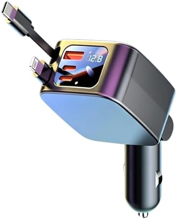 5-in-1 Retractable Car Charger USB C Fast Charge for Phones