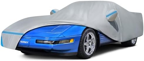 Car Cover for 1984-1996 Corvette C4, Waterproof Custom-fit Sun Rain Dust Snow All Weather Protection Outdoor C4 Full Car Cover with Door Zipper and Cotton Lining-Grey