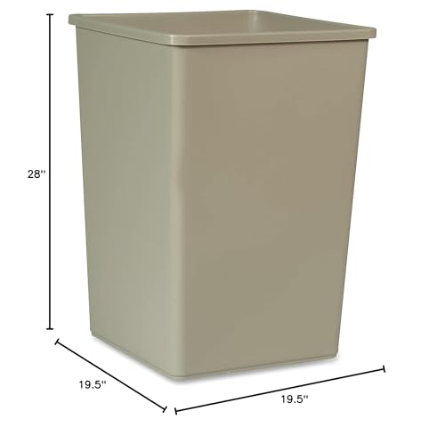 Rubbermaid Commercial Products Untouchable 35 Gal Square Container Gray for Offices/Mailrooms/Classrooms/Areas of High Waste Generation