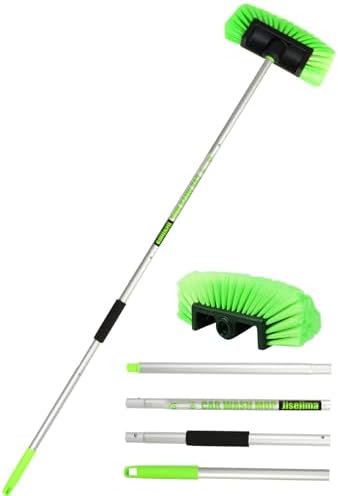Jisejima Five-Sided Car Wash Brush with Long Handle,Soft Bristle Scrub Cleaning Mop with Extendable Handle for Car, SUV, Truck, Caravan, Boat, House Siding, Sweep Snow 60”/151cm