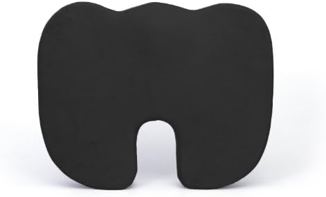 Deluxe Comfort Coccyx Orthopedic Memory Foam – Sciatica Relief – Tailbone Support – Great for Car or Office – Seat Cushion, Black