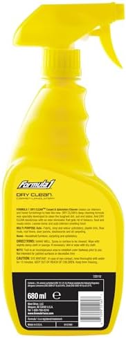 Formula 1 Dry Clean Carpet & Upholstery Cleaner - Stain Remover Spray for Car Seats & Floor Mats, Odor Eliminator for Interior Detailing, 23 oz.