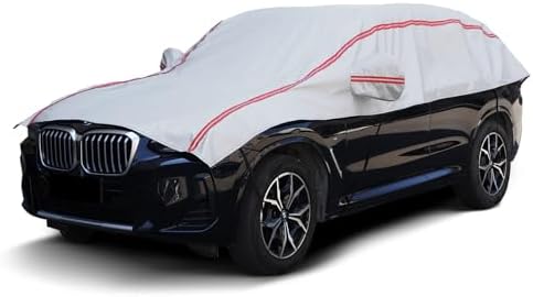 Half Car Cover for Snow, Hail Car Cover with Cotton Liner, Sunroof & Windshield Cover for Ice and Snow, All Weather Car Body Cover for Sun, Rain, Dust, Fit SUV L
