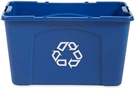 Rubbermaid Commercial Products Stackable Recycling Bin, 18 Gallon, Blue Storage Container, For Garage/Kitchen use for Boxes/Paper Recycle (Pack of 6)