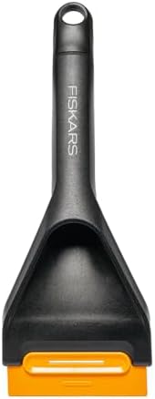 Fiskars Solid Car Ice Scraper with Hard and Soft Edge, 26 cm, with Replaceable Scraper, 1078497