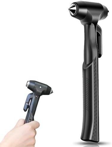 Window Breaker, Metal Car Safety Hammer, Emergency Escape Window Breaker and Seatbelt Cutter, Black Car Tool for Accidents Seatbelt Cutter
