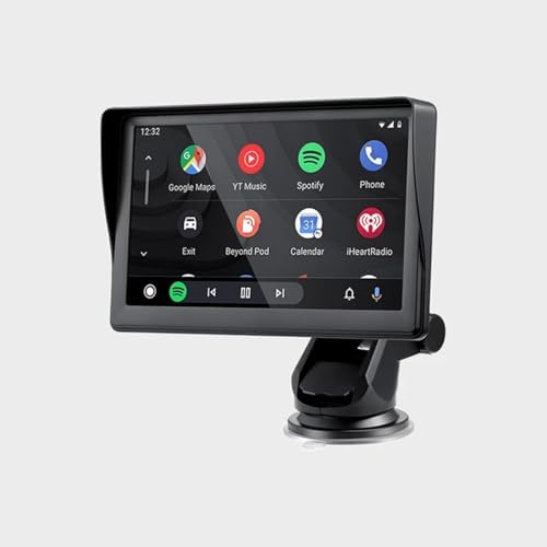 7" Portable Car Stereo Wireless CarPlay & Android Auto Screen for 2024 Latest Car Portable Touchscreen Display with Bluetooth, GPS Navigation, Voice-Control, 360° Rotation