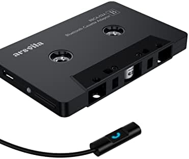 arsvita Bluetooth 5.0 Cassette to Aux Adapter for Car, Charcoal Black