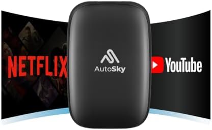 AutoSky AI Box Lite – Wireless CarPlay & Android Auto Adapter, Plug-and-Play, Fast Connection, Stable Performance, Stream Netflix & YouTube via Hotspot, Works with OEM Touchscreen