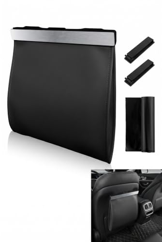 Car Trash Can with LED, Leather Trash Bag Hanging with LED Light, Magnet Garbage Can for Back Seat, Console and Door, Universal for Most Cars, SUVs, Trucks (Black)