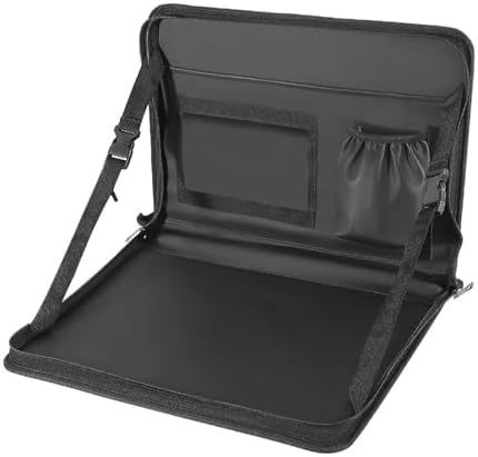 Steering Wheel Eating Tray, 3 in 1 Adjustable Seat Back Headrest Table, Multifunctional Steering Wheel Office Bag, Suitable for Kids, Commuters, Family (Black)