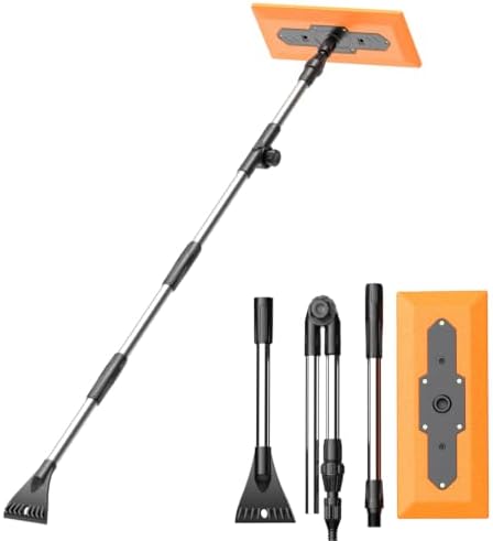 DooGooCoo 57.1" Snow Broom & Ice Scraper for Car with 16.3" Foam Brush