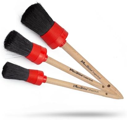 Maxshine Detailing Brushes Set (3-Piece) – Brush Width: 0.8", 1.3", 1.8" – Scratch-Free Soft Bristles, Ergonomic Grip – Versatile Car Detailing for Interior & Exterior