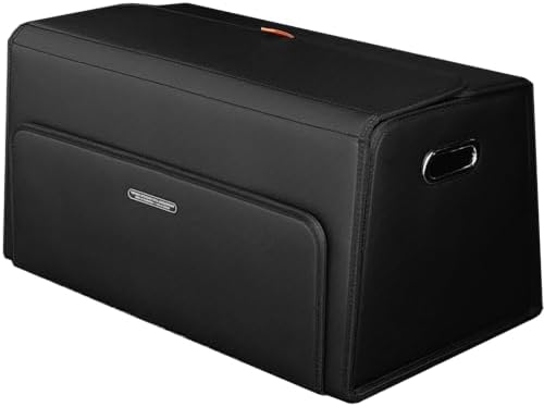 XDV Double-layer Trunk Organizers, Double door Car Storage Solutions and High heel shoes Storage Organizers for SUVs, Sedans, Back Seats and Luxury Vehicles with Lid, Leather, Small, Large (Black, L)