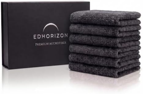 Premium Edgeless Microfiber Cleaning Cloths - 550GSM Short Pile, Lint-Free Coral Fleece 80/20 Blend, Scratch-Free Rags for Auto Detailing - 16x16 in, 6 Pack