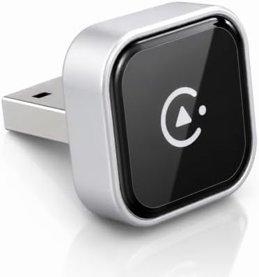 Wireless CarPlay Adapter, MiniPot Apple CarPlay Wireless Dongle for Factory Wired CarPlay Cars, Premium Matte Silver, 5GHz WiFi & Bluetooth Plug & Play Auto-Connect, No Delay