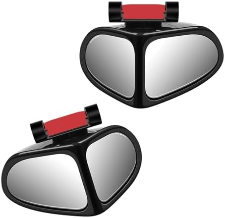 2 PCS Car Blind Spot Mirror, 360 Degree Adjustable Wide Angle Mirror, Double-sided Large Field HD Glass Auxiliary for Free Reversing, Self-adhesive Waterproof Specular Accessories (Black)