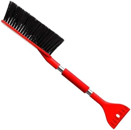 2 in 1 Snow Brush, Snow Brush and Ice Scraper for Car Windshield, Window Scraper Deicer for Car SUV and Truck, Adjustable Angle Ice Scraper with Ergonomic Grip for Vehicle (Red)