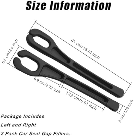 2 Pack Car Seat Gap Filler, Anti-Drop Seat Gap Filler Organizer with Storage Slot, Universal Car Accessories for Vehicle, Auto, Truck, SUV, Black
