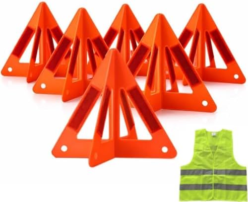 Safety Triangles for Vehicles, 6 Set Emergency Warning Reflective Triangles