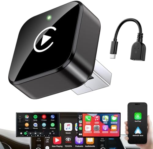 iGENJUN Wireless CarPlay Adapter 2026 Upgrade Mini Design, USB/USB-C Plug & Play Converts CarPlay to Wireless - Easy Use Fast Stable Connection Car Play for iPhone & Android