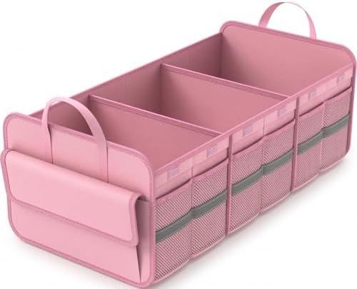 Trunk Organizer for SUV, Large trunk organizer for car, Collapsible Multi-Compartment Car Trunk Organizer, Sturdy Cargo Trunk Storage Organizer, Non Slip Bottom