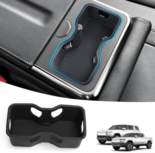 Second Row Console Cup Holder Insert for 2022-2026 Rivian R1S & R1T Accessories, Rear Armrest Cupholder Silicone Accessories