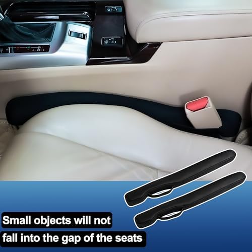 2PC Car Seat Gap Filler, Universal Fit for Car SUV Truck, Full Coverage Between Seat and Center Console, Prevent Small Items from Dropping Black Thin
