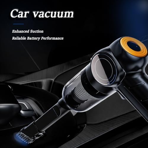 Car Vacuum Cleaner for Tesla Model Y 2020 2021 2022 2023 2024 2025, Handheld Lightweight Design, LED Light, Washable Filter, Rechargeable, Multi-Nozzles for Car & Furniture Cleaning,A Black