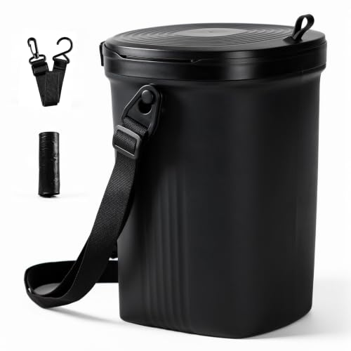 Trash Can for Car Garbage with Lid, Leakproof 100% Silicone Car for Vehicle, Sedan, SUV, Van, MPV & Truck, 2 Gallon Waterproof Auto Waste Bin for Back Seat, Odor-Sealing Vehicle Organizer, Black