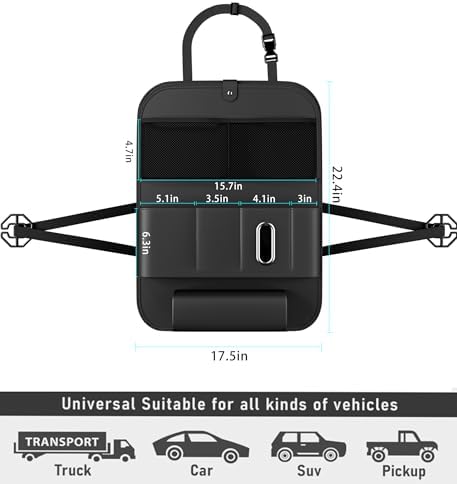 GMQ Backseat Car Organizer with Tray 1 Pack,Car Backseat Organizer with Foldable Table for Kids,Multifunctional Seat Back Organizer with Storage Pockets Car Storage Organizer (Black)