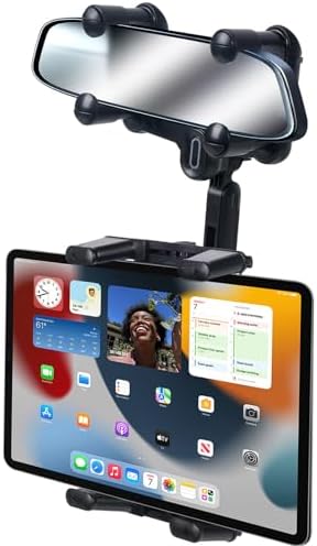kelofam Phone Mount for Car,Car Rear View Mirror Phone Holder, Multifunctional 360°Rotatable and Retractable Tablet Holder for Car,Suitable for iPhone,iPad,Samsung Z Fold 7 6 5, All Foldable Phones