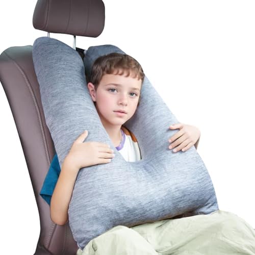 1 MIDDLE ONE Car Pillow for Kids, Memory Foam Cooling Travel Pillow for Car and Adults, Kids Car Pillows for Sleeping on Road Trip, Small Body Pillow for Kid (Cooling Grey)