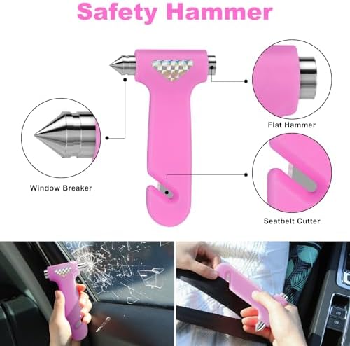 Car Roadside Safety Kit - 129pcs Pink Winter Emergency Road Side Assistance Kits Auto Essential Kit for Men, Women, Teen
