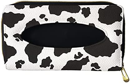 Biyejit Car Tissue Holder - Black and White Cow Print Sun Visor Napkin Holder, PU Leather Backseat Tissue case Holder