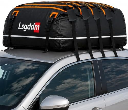 Car Roof Cargo Carrier 15/21 Cubic Feet – Extra Storage for Travel, Waterproof Rooftop Bag, Fits All Vehicles with or Without Roof Rack (21 Cu Ft)