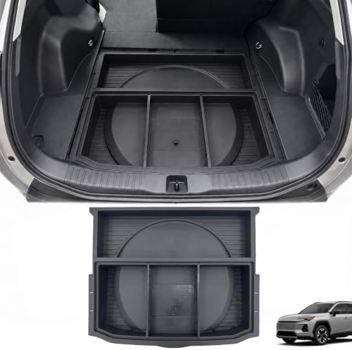 Hidden Trunk Storage Box for 2026 2027 Toyota RAV4 Hybrid, Under Floor Cargo Organizer Tray, Rear Trunk Insert Storage Bin, Multi-Compartment SUV Cargo Accessories, Black