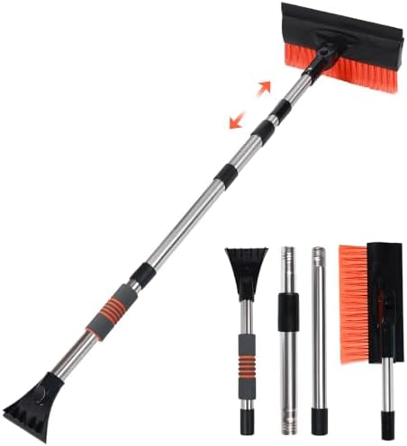 51" Car Ice Scraper and Snow Brush with Foam Grip,3-in-1 Ice Scrapers for Car Windshield, Effortless Winter Vehicle Maintenance Extension for Cars, Trucks, and SUVs