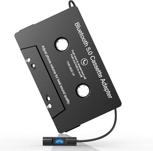 Car Audio Bluetooth 5.0 Cassette Receiver, Cassette Bluetooth Adapter for Car Tape Player, Wireless Cassette Aux Adapter with Hands-Free Calling, Universal Compatibility for Smartphones, Tablets