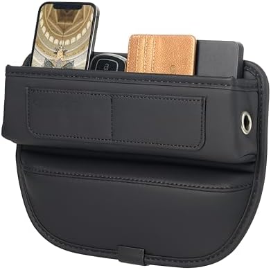 Car Seat Gap Filler Organizer with Charging Hole, In Between Car Seat Catcher for Car, Truck, SUV, Premium PU Leather Interior Accessories, Console Organizer for Phone, Keys and Small Items – Black