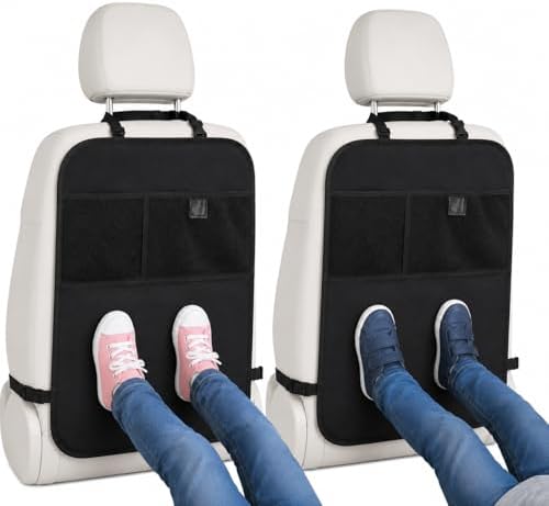 Enovoe Back Seat Cover for Kids Extra Large - 2 Pack with Multi Pocket Storage Organizer - Back Seats Protector for Upholstery from Dirt, Mud, Scratches - Waterproof Car Seat Protector for Kids